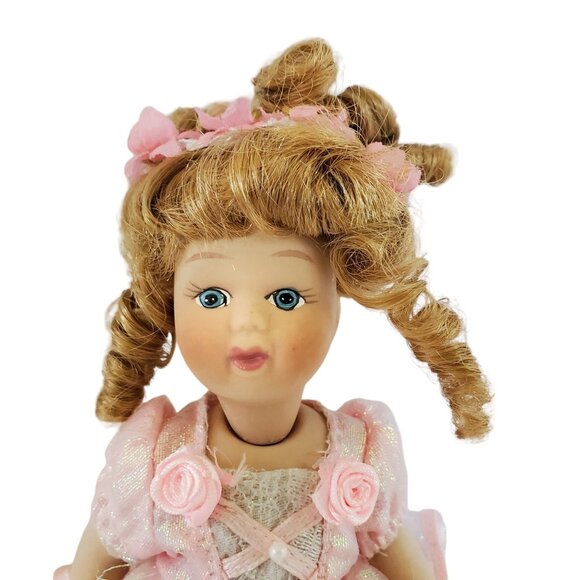 Geppeddo Collectible Porcelain Ballerina Doll 7" Pink Dress & Ballet Shoes Boxed - Picture 3 of 11